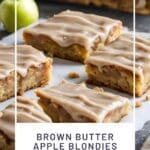 Brown Butter Apple Blondies with Cinnamon Maple Glaze