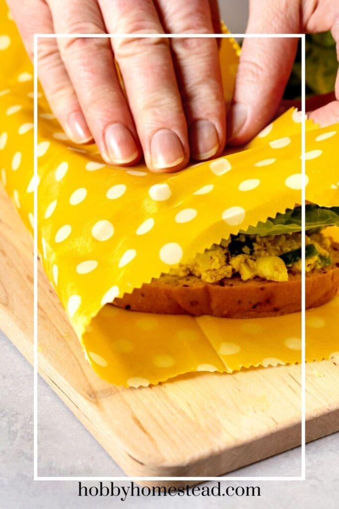 Beeswax Wrap Around a Sandwich to Preserve