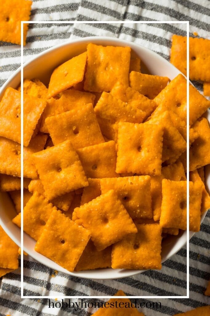 Bowl Heaping with small cheddar cheese crackers