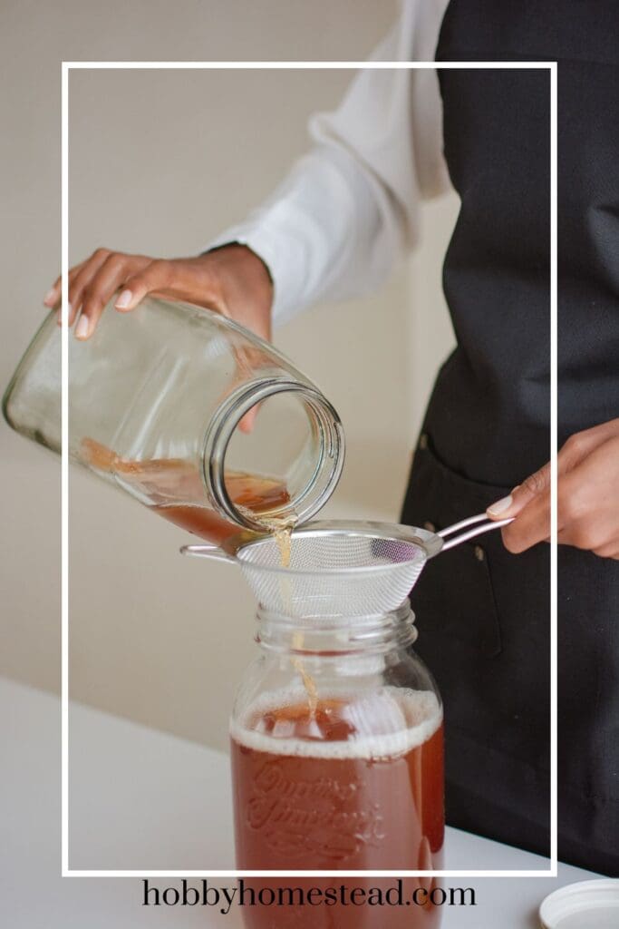 Blueberry kombucha in a jar