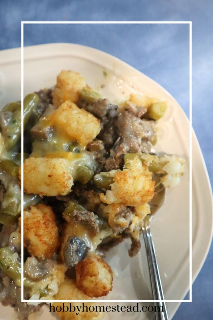 Serving Tater Tot Hamburger Casserole