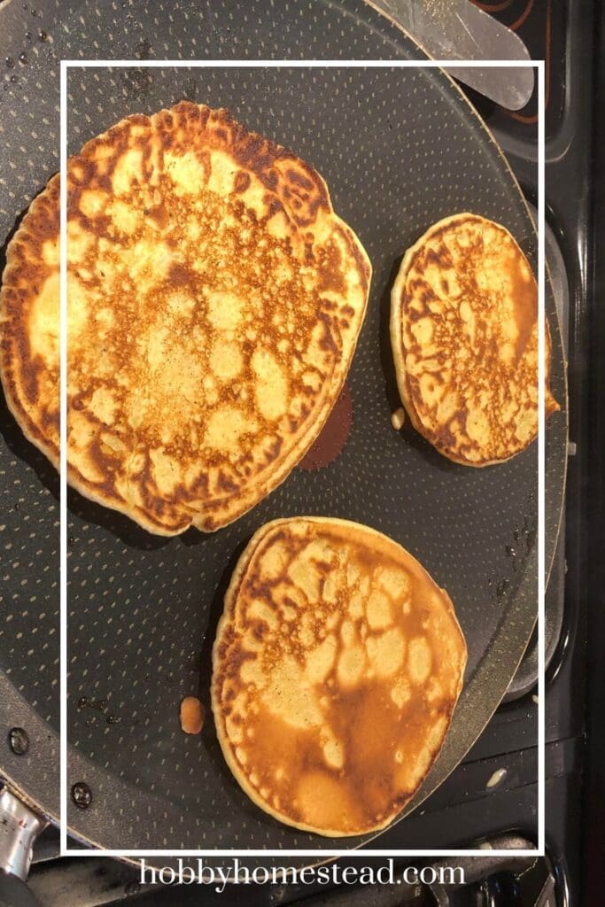 Frying Homemade Sourdough Pancakes