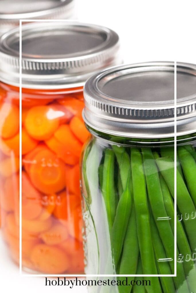 Home canning fresh green beans and carrots