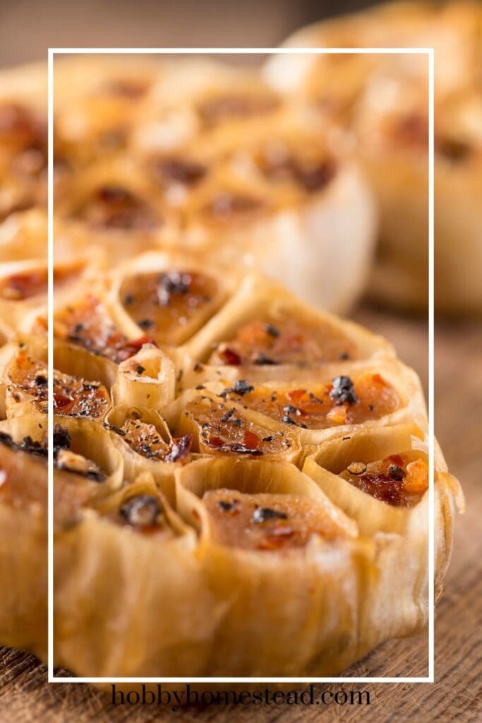 close up of soft and buttery roasted garlic