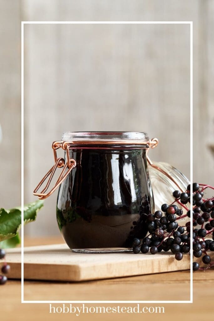 Jarred Homemade Elderberry Syrup