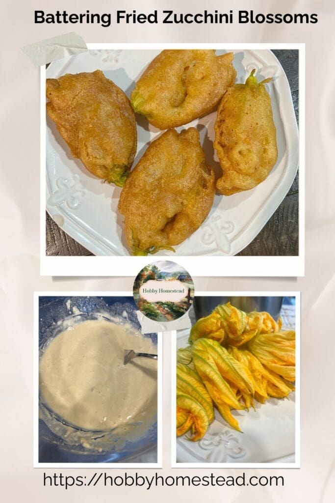 Battering Fried Zucchini Blossoms