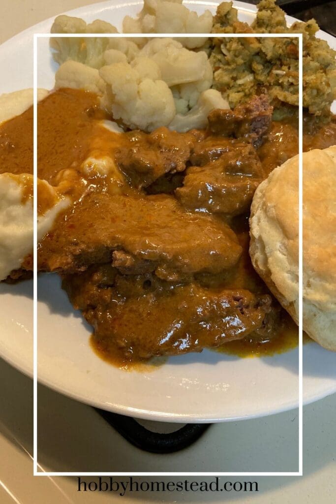 Enjoying a tender salisbury steak meal