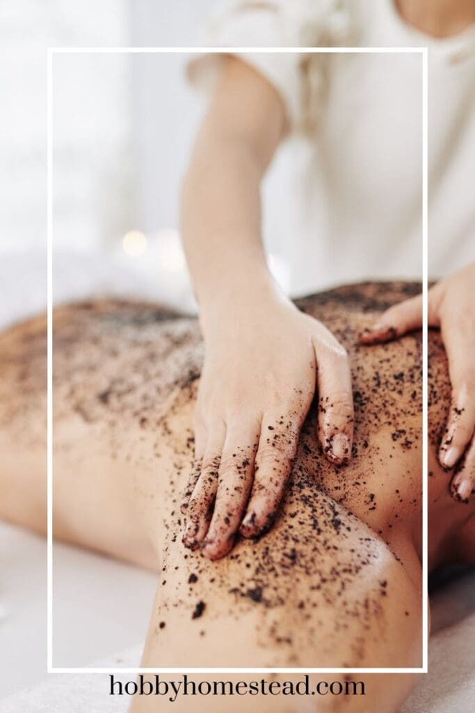 Homemade sugar scrub being rubbed on the skin
