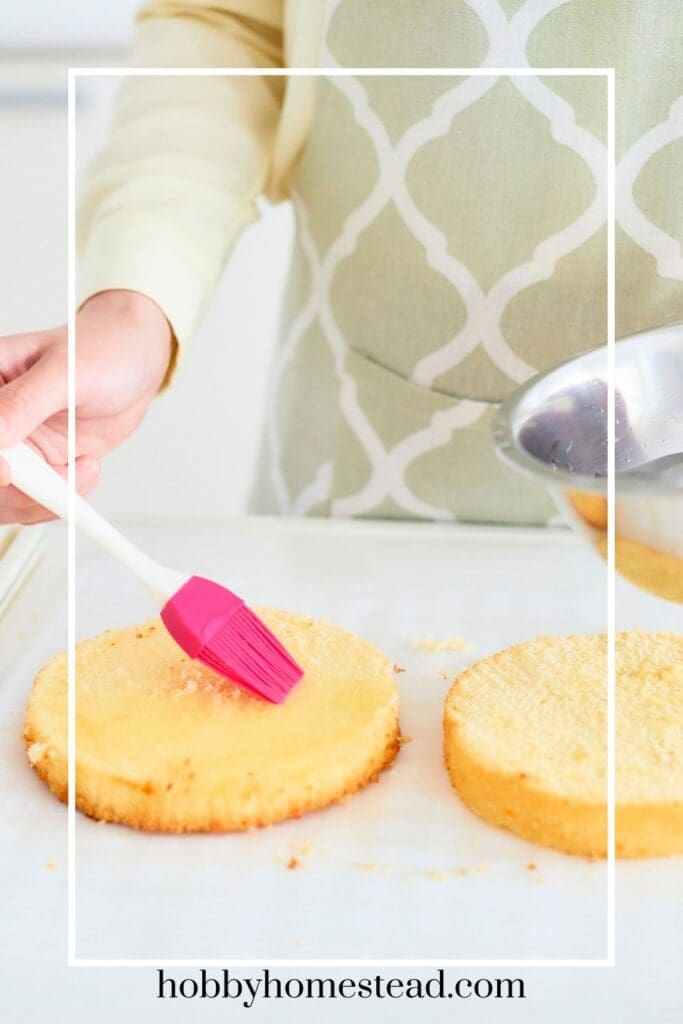 Brushing Simple Syrup on Cake