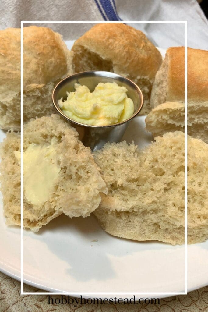 Soft yeast rolls with butter