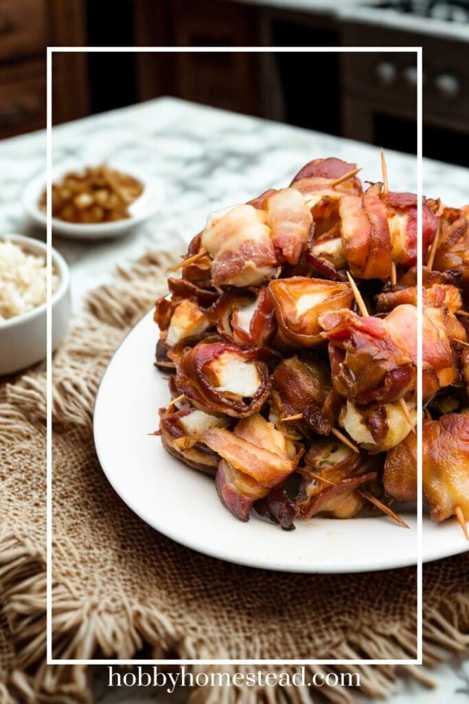 Bacon Wrapped Scallops on a platter