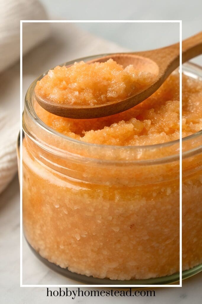 Jar of homemade orange sugar scrub