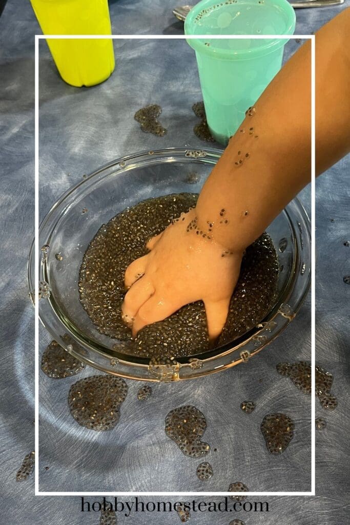 Toddler Hand Squishing Sensory Chia Seed Slime