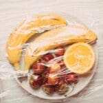 Plastic wrap over food