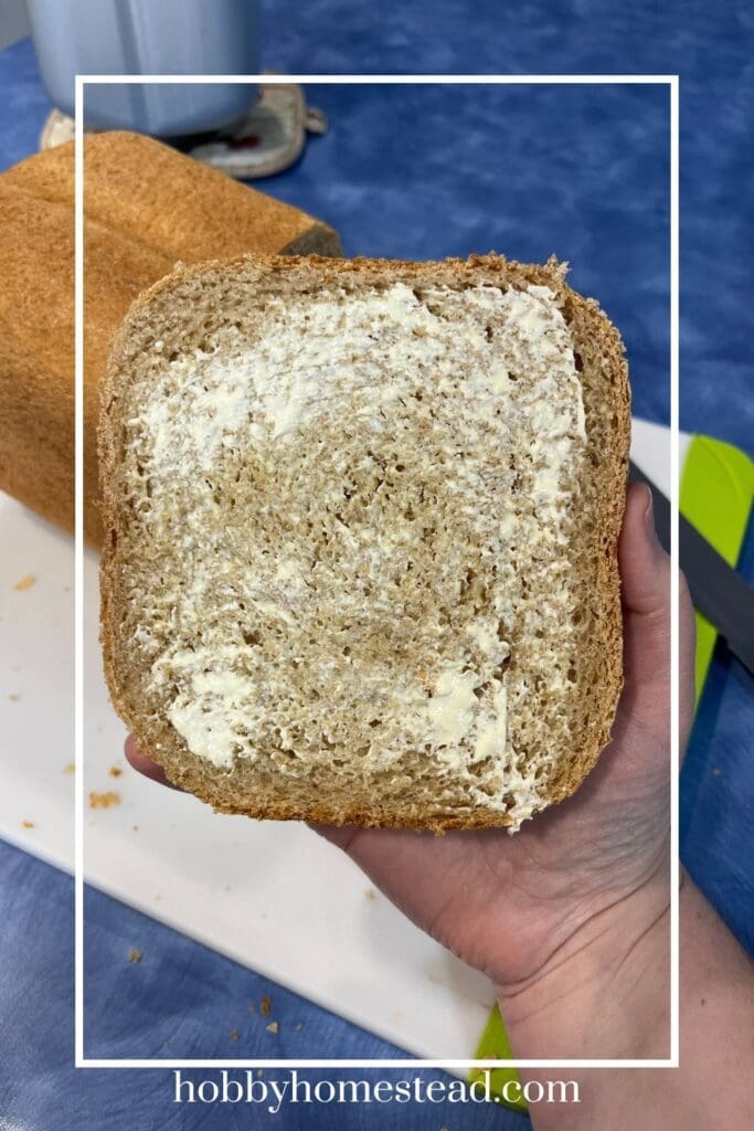Buttered homemade sandwich bread