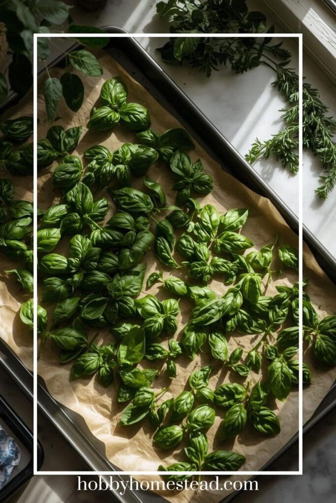 Drying Basil in the Oven