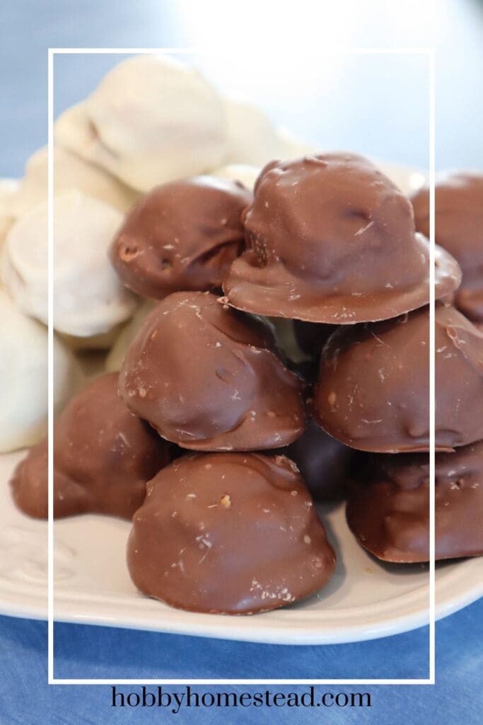 Milk Chocolate and White Chocolate Candies Stacked Up