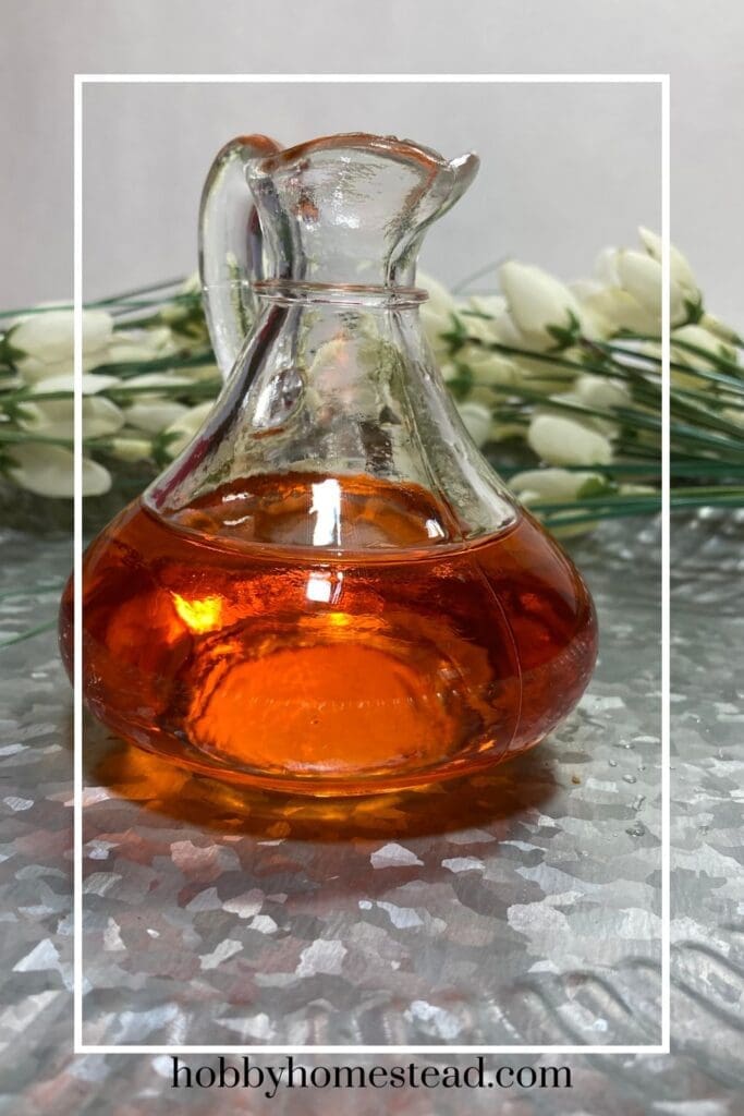 Bottle of Homemade Peach Sugar Syrup