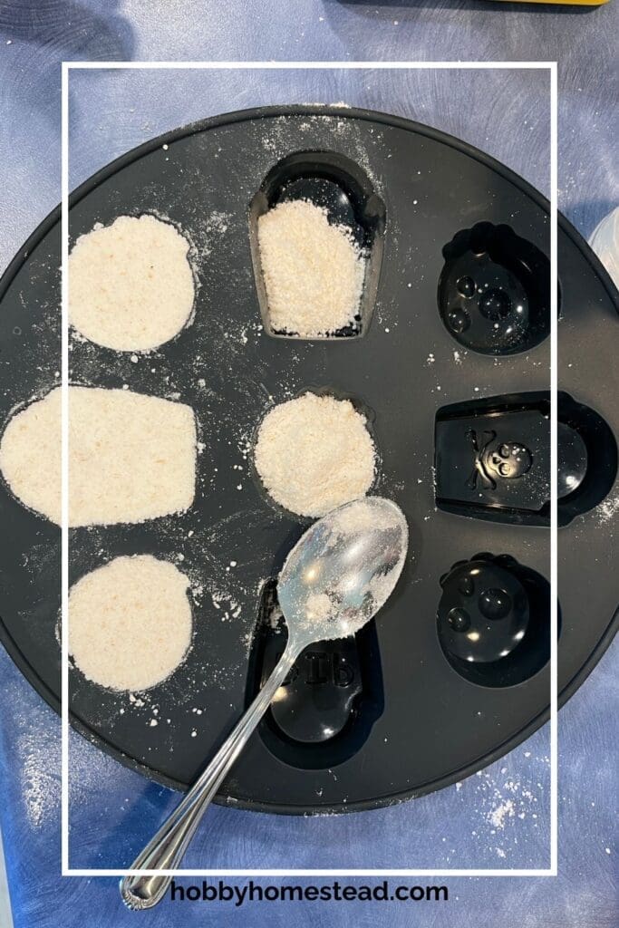 Packing the Oatmeal Bath Cubes in the Molds