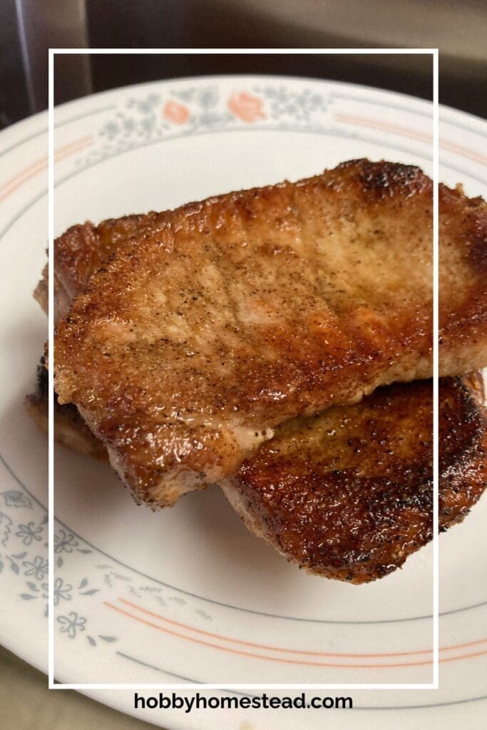Juicy Pork Chops Stacked on Plate