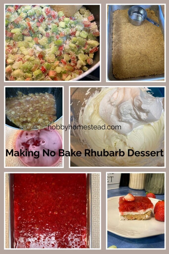Making No Bake Rhubarb Dessert
