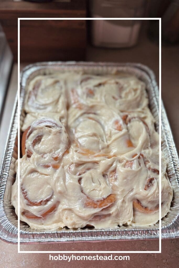 Pan of Cinnamon Rolls with Cream Cheese Frosting