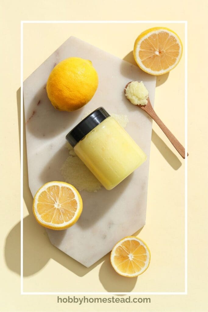 lemon citrus sugar scrub in jar