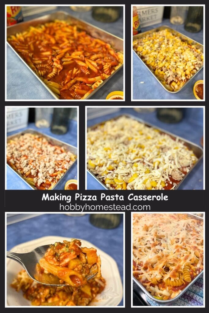 Making Pizza Pasta Casserole