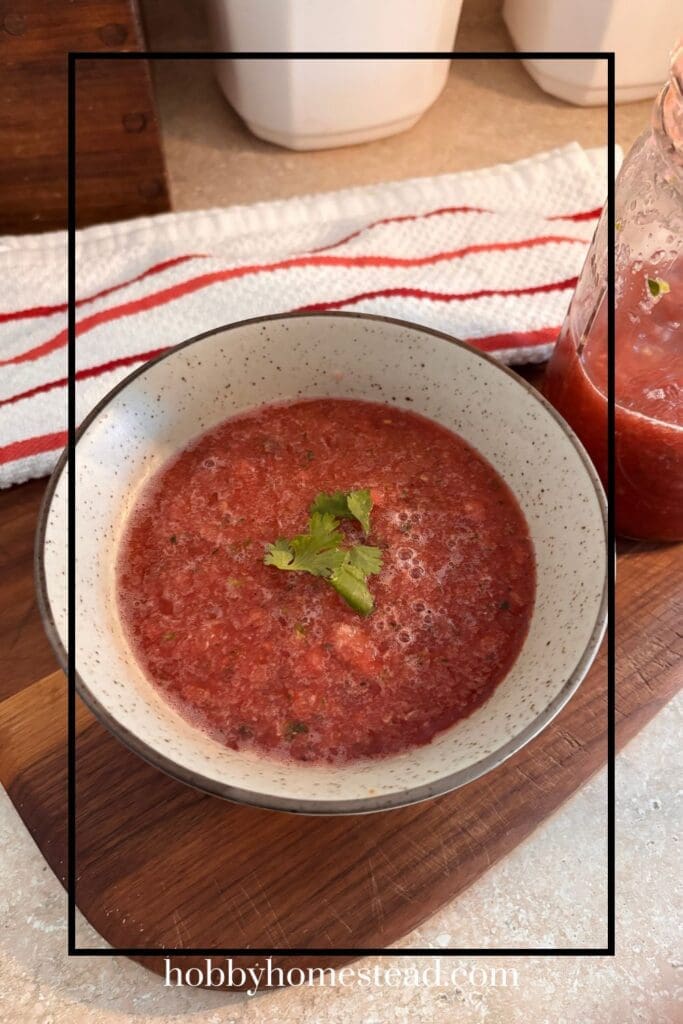Serving Chilled Summer Watermelon Gazpacho