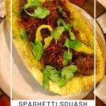Spaghetti Squash with Sweet Soy Pork Meatballs