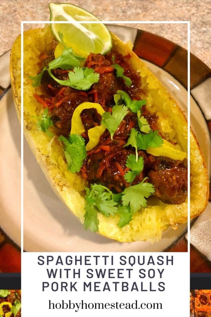Spaghetti Squash with Sweet Soy Pork Meatballs