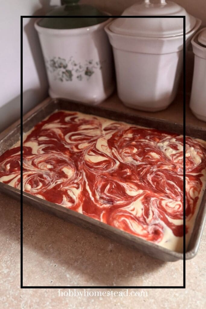 Swirling the Strawberry Rhubarb Layer